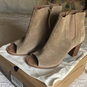 TOMS Majorca Peep Toe Suede Perforated Booties